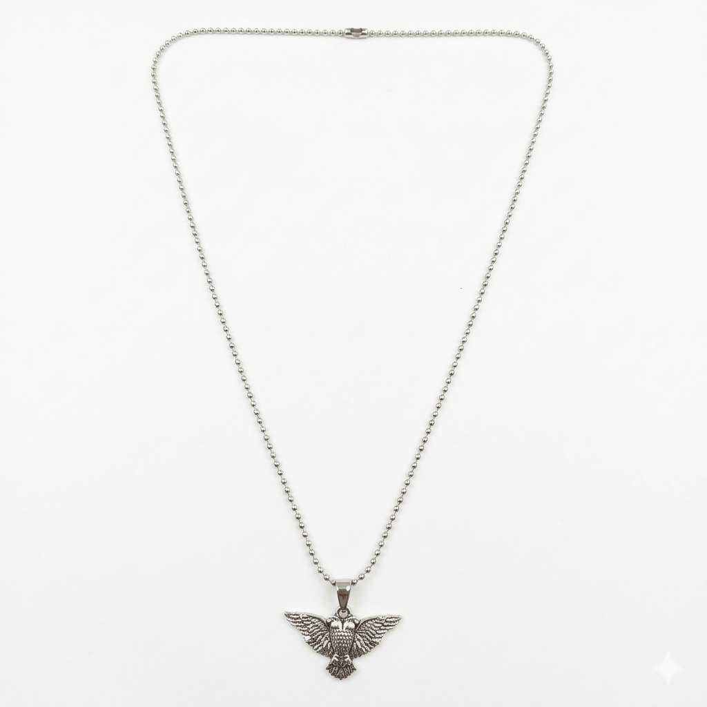 Silver-Plated Eagle Bird Pendant Chain for Men Stylish Statement Necklace