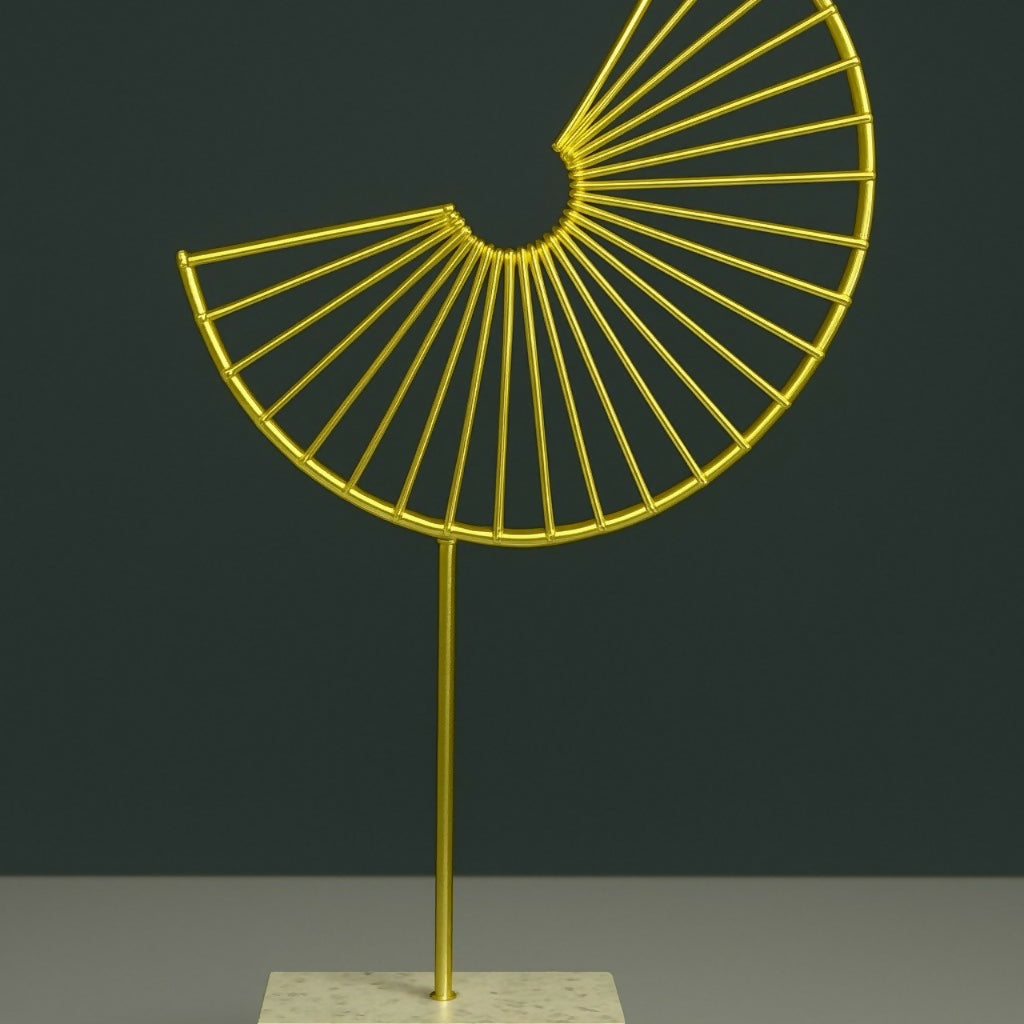 Modern Gold Spiral Metal Table Decor Showpiece with Marble Base
