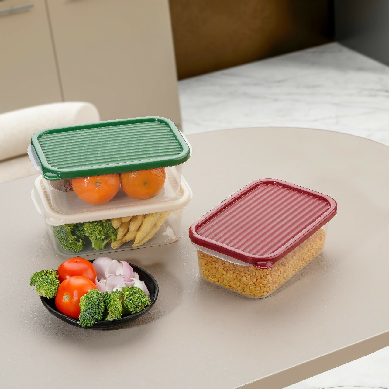 PLASTIC 1100 ML Veggie Vault Storage (pack of 3)