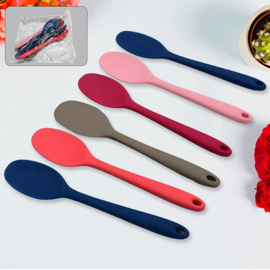 Multipurpose Silicone Spoon, Silicone Basting Spoon Non-Stick Kitchen Utensils Household Gadgets Heat-Resistant Non Stick Spoons Kitchen Cookware Items For Cooking and Baking (6 Pcs Set)