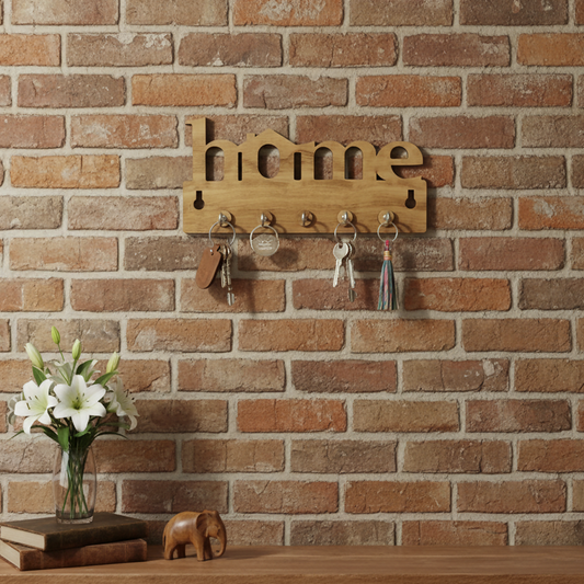 Wooden Key Holder for Wall “Home” – Handcrafted MDF Key Organizer | Decorative Wall Key Stand