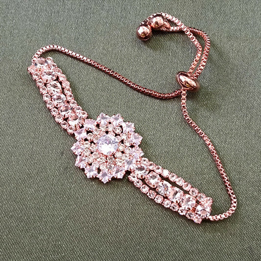 Rose Gold Plated Ad Stone Adjustable Bracelet