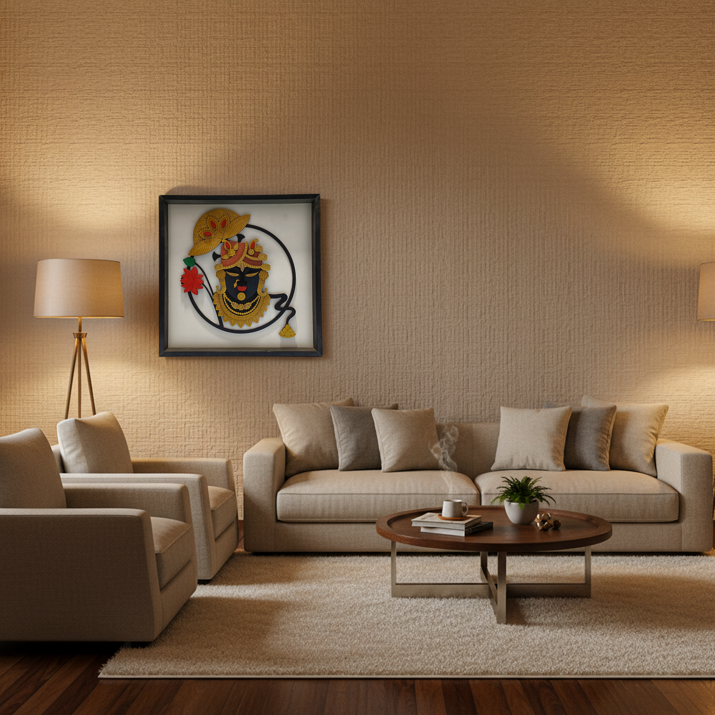 Handcrafted Multi-Layer Wooden Shreenathji Wall Art – 3D Frame | Divine Home Temple Decor | Traditional Handmade Spiritual Wall Hanging