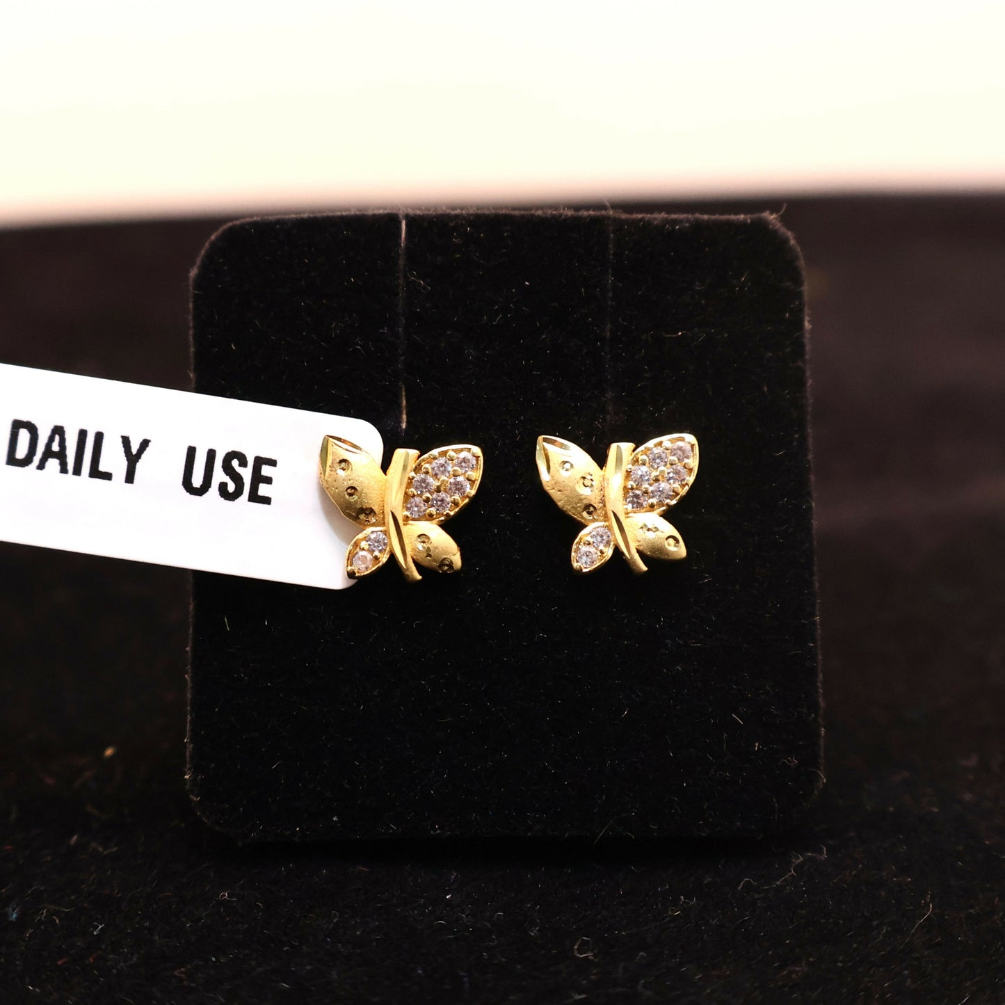 Gold Plated Matte Butterfly earing Studs with AD for women and girls