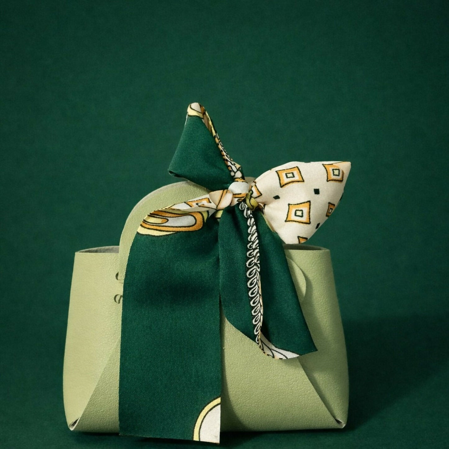 Women’s Light-Green Mini Handbag with Scarf Handle | Casual & Gift Purse