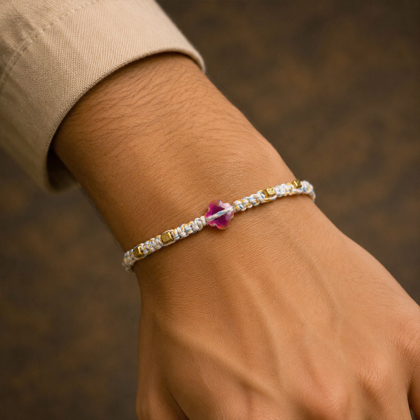 Beautiful Pearl and Stone Rakhi with Bright Beads and Elegant Raksha Bandhan Look