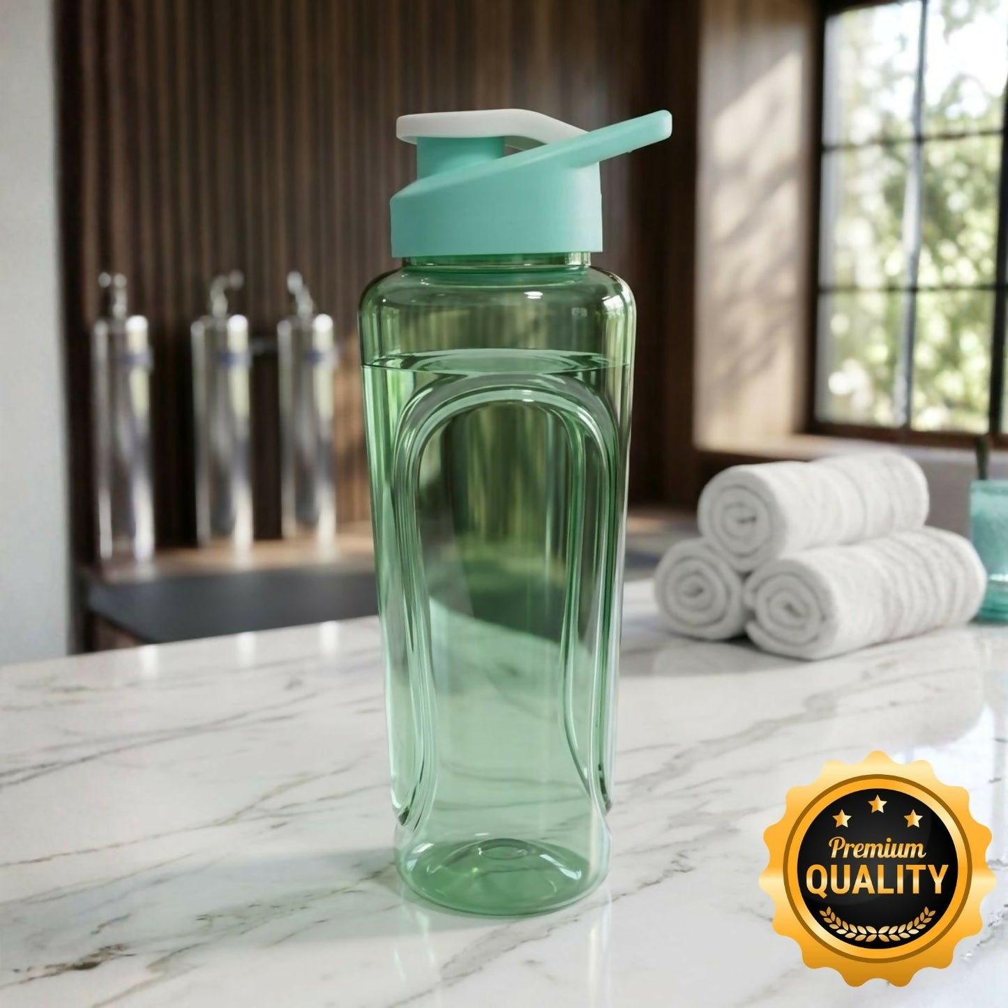 Gym Water Bottle with Flip Lid Multi Color Leakproof Sports Bottle (1 Litre)