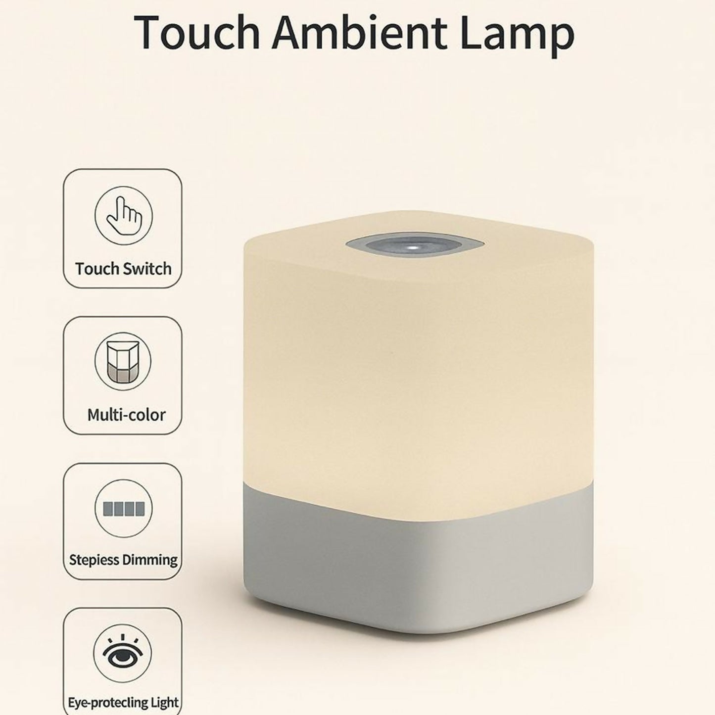 Touch Control Ambient LED Lamp with Multicolor Light & Stepless Dimming