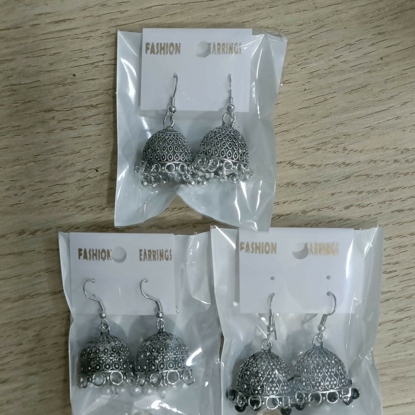 Classic Oxidised Silver Pearl & Beaded Jhumka Earrings Combo Set for Women & Girls (Set of 3)