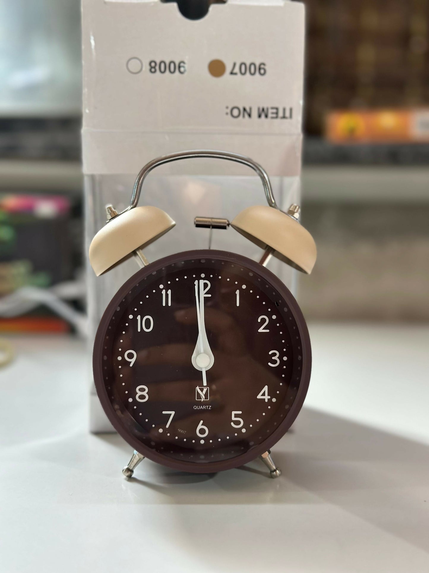 Retro Twin Bell Loud Alarm Clock for Bedroom | Brown Vintage Table Clock | Quartz