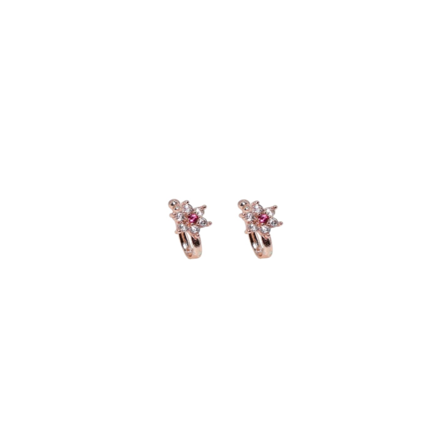 Pink Stone Floral Diamond-Cut Nosepin for Women Combo Pack of 2