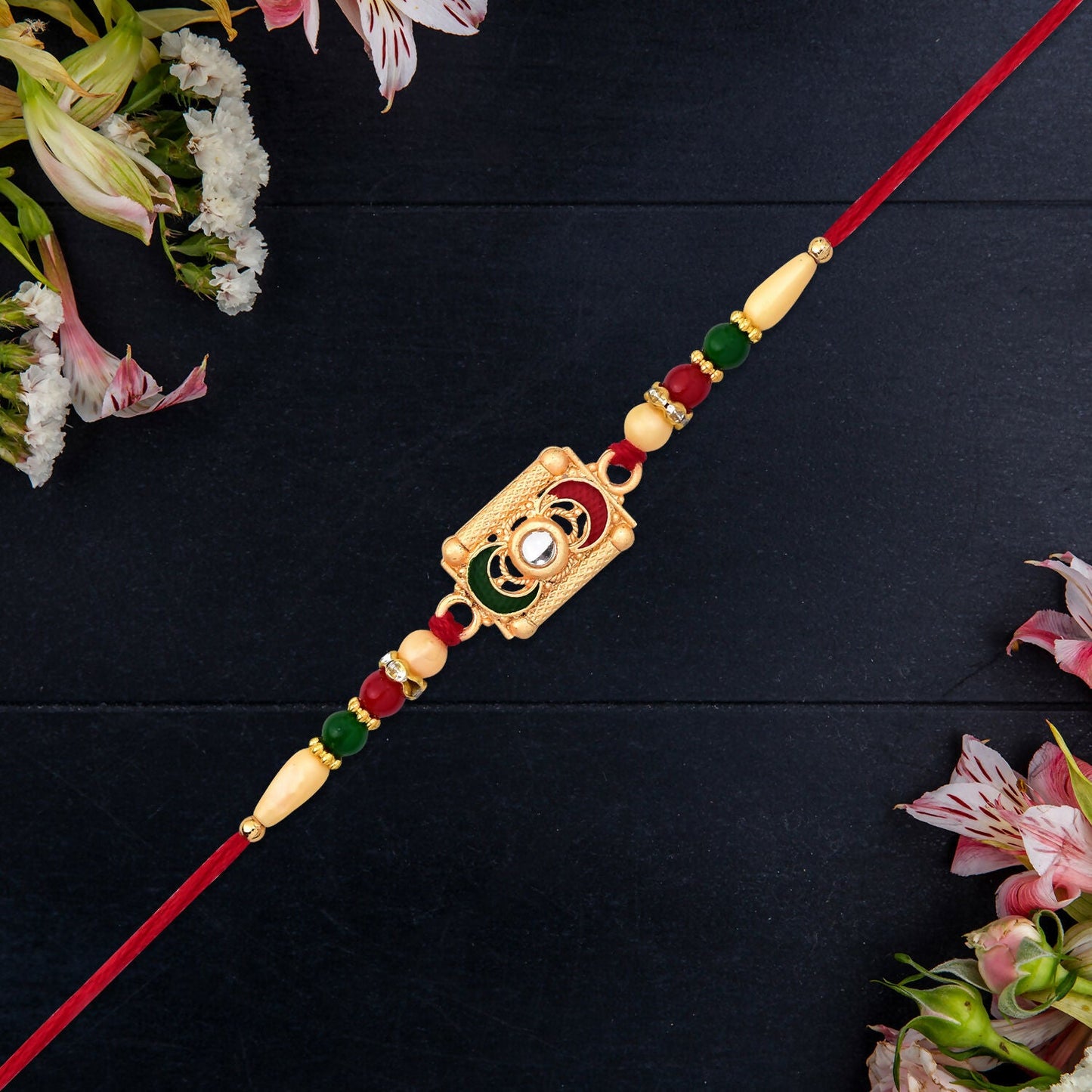 Traditional Meenakari Rakhi Vibrant festive sibling gift (5pcs)