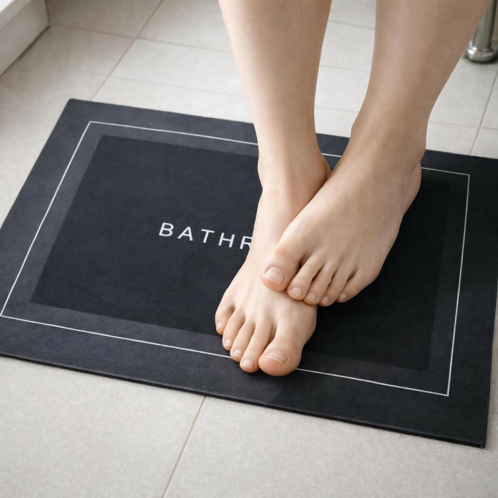 Rectangle B Grade Bathroom Mat – Waterproof Quick-Dry Floor Mat black (100Gm)