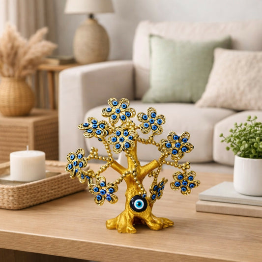 Golden Evil Eye Tree Showpiece for Home Decor & Good Luck Protection
