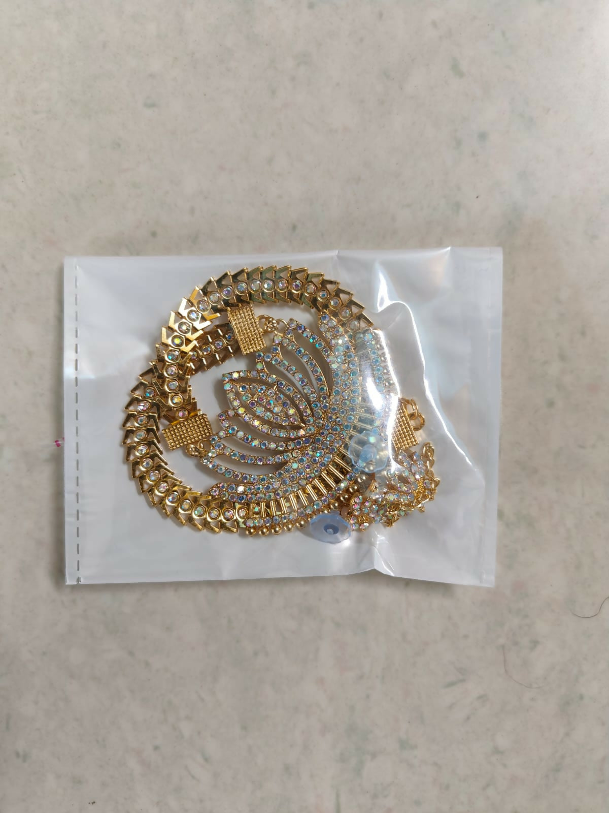 Grand Gold-Toned American Diamond Lotus Necklace Set