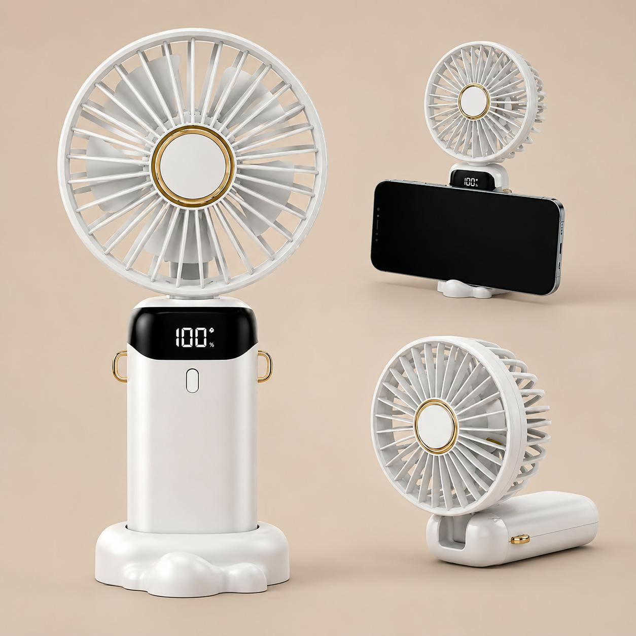 Mini neck fan worn around neck with adjustable strap