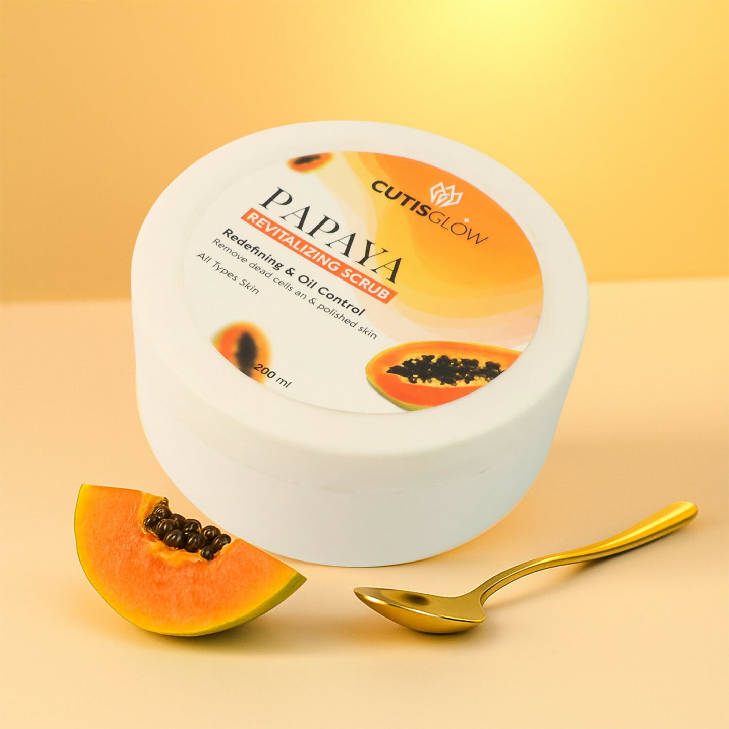 Eyelet Papaya Revitalizing Scrub – Exfoliating Face & Body Scrub for Oil Control, Dead Skin Cell Removal & Polished Skin (200ml)