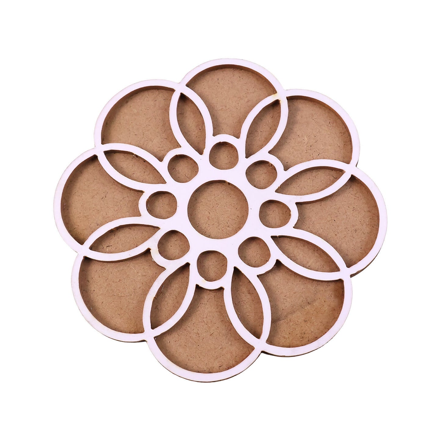 Wooden Rangoli Stencil | Round Petal Flower Design