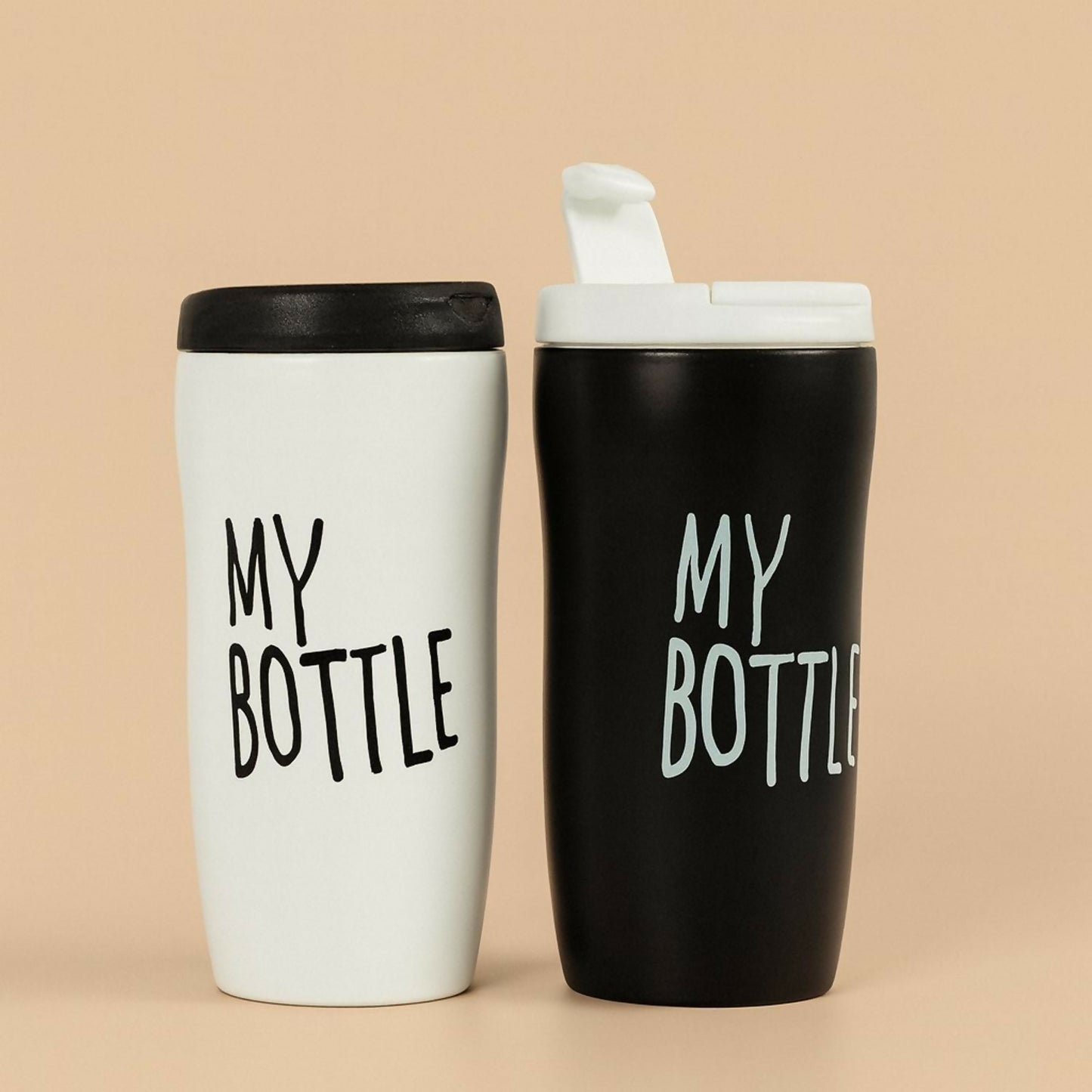 MY BOTTLE Premium Travel Mug for Hot & Cold Drinks | Leak-Proof Flip Lid Coffee Tumbler for Office, Car & Home | Reusable Lightweight Sipper Cup for Tea, Coffee, Juice & Water | Pack of 1 (Trendy Travel Mug)