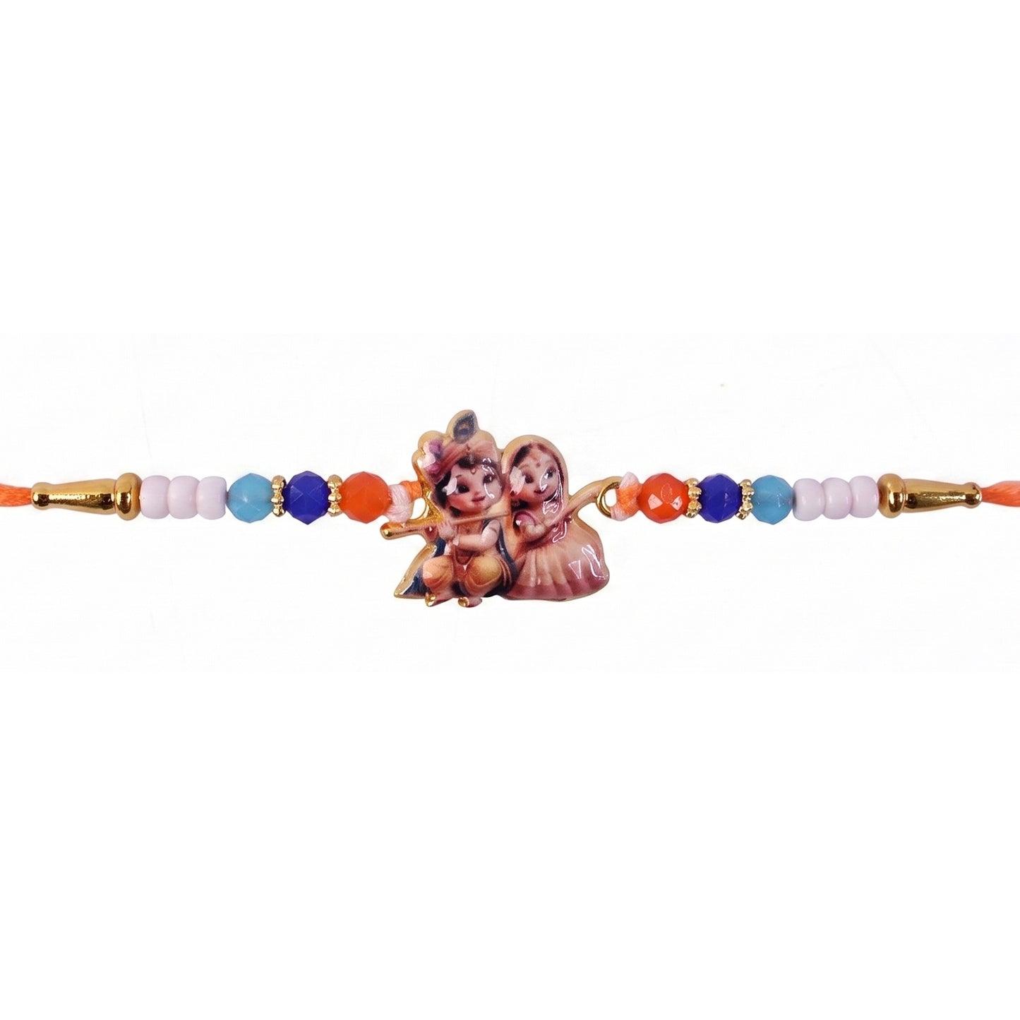 Soft thread Rakhi with Radha Krishna centerpiece