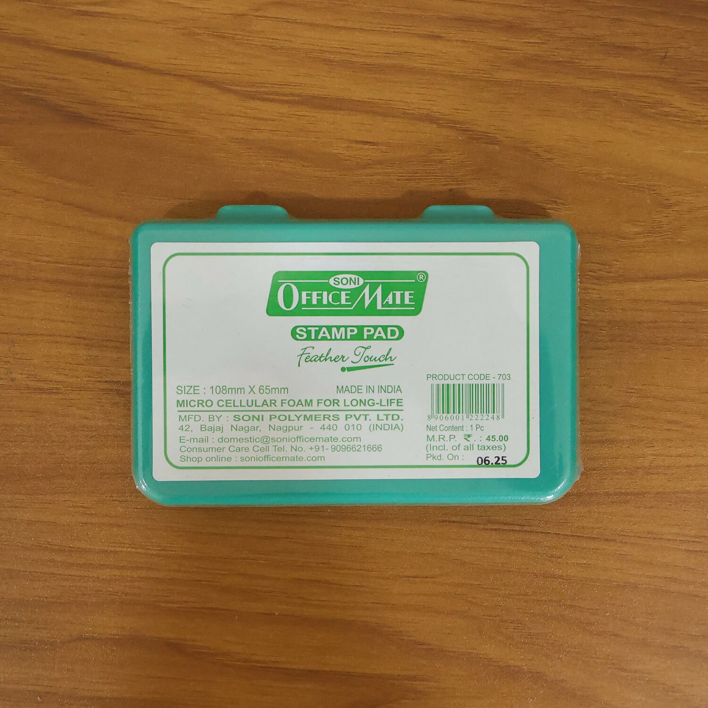 Premium Green Stamp Pad with High-Quality Ink & Microcellular Foam – (108 × 65 mm)