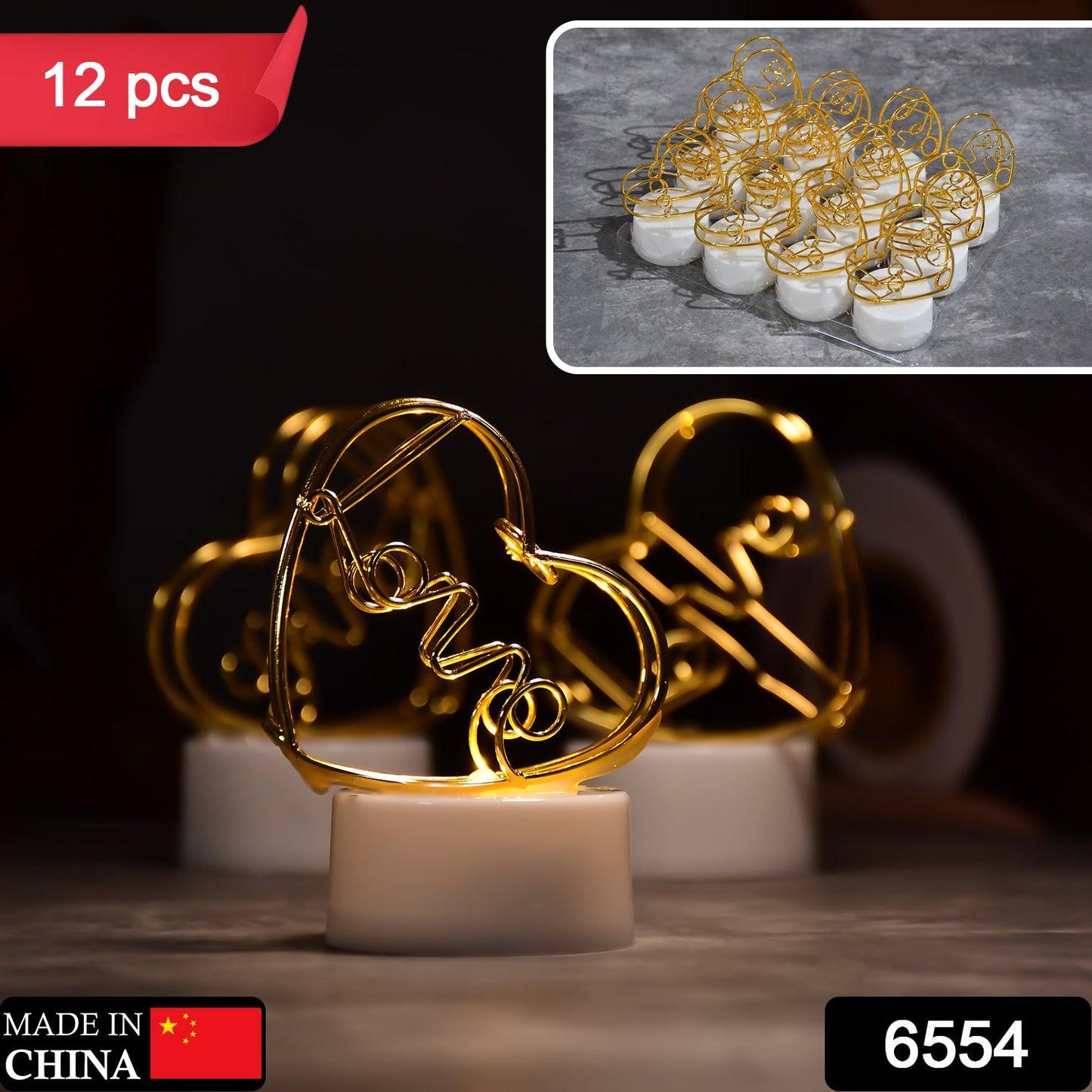 12pc Heart Candle Set