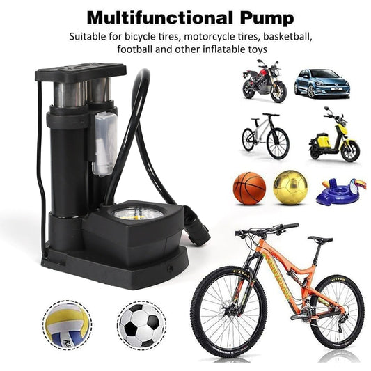 Portable Safora bike pump with gauge and hose