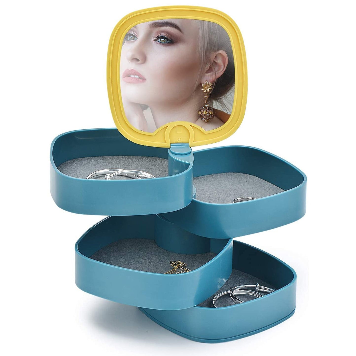 4-layer jewellery box open showing storage for rings earrings and bangles India