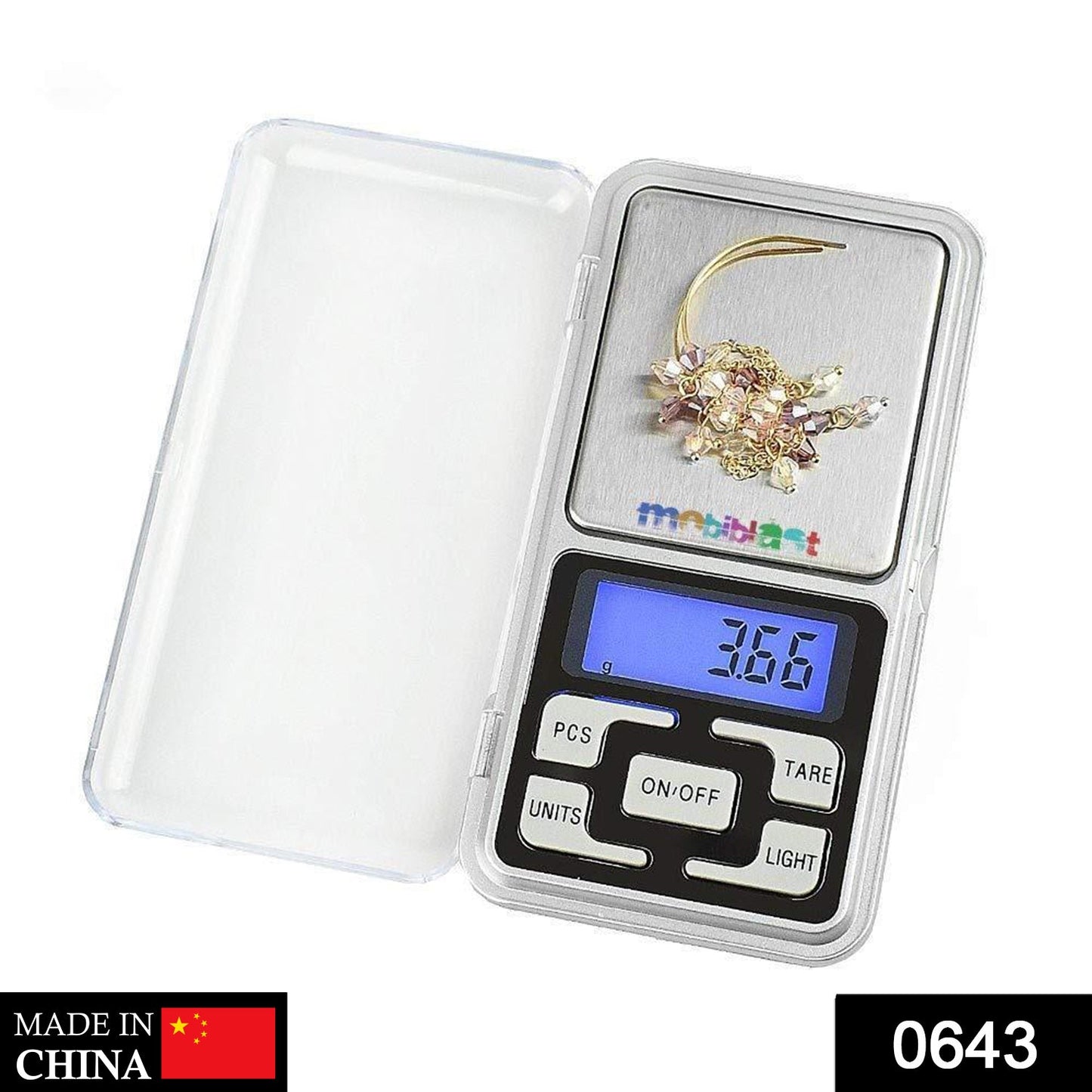 Mini pocket scale with LCD screen, 200g max.