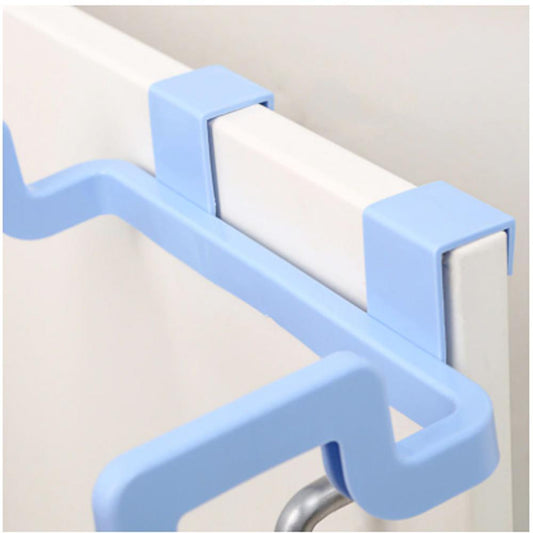 Plastic garbage bag rack holder on kitchen door for easy access
