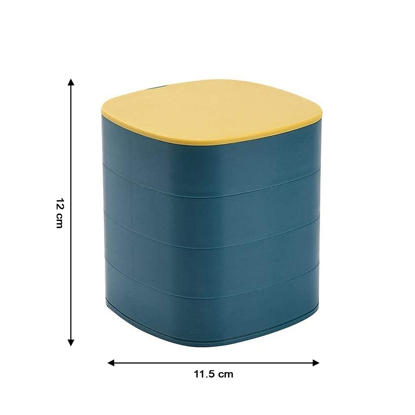 Side view of multicolour 4-layer jewellery box with mirror for accessories India