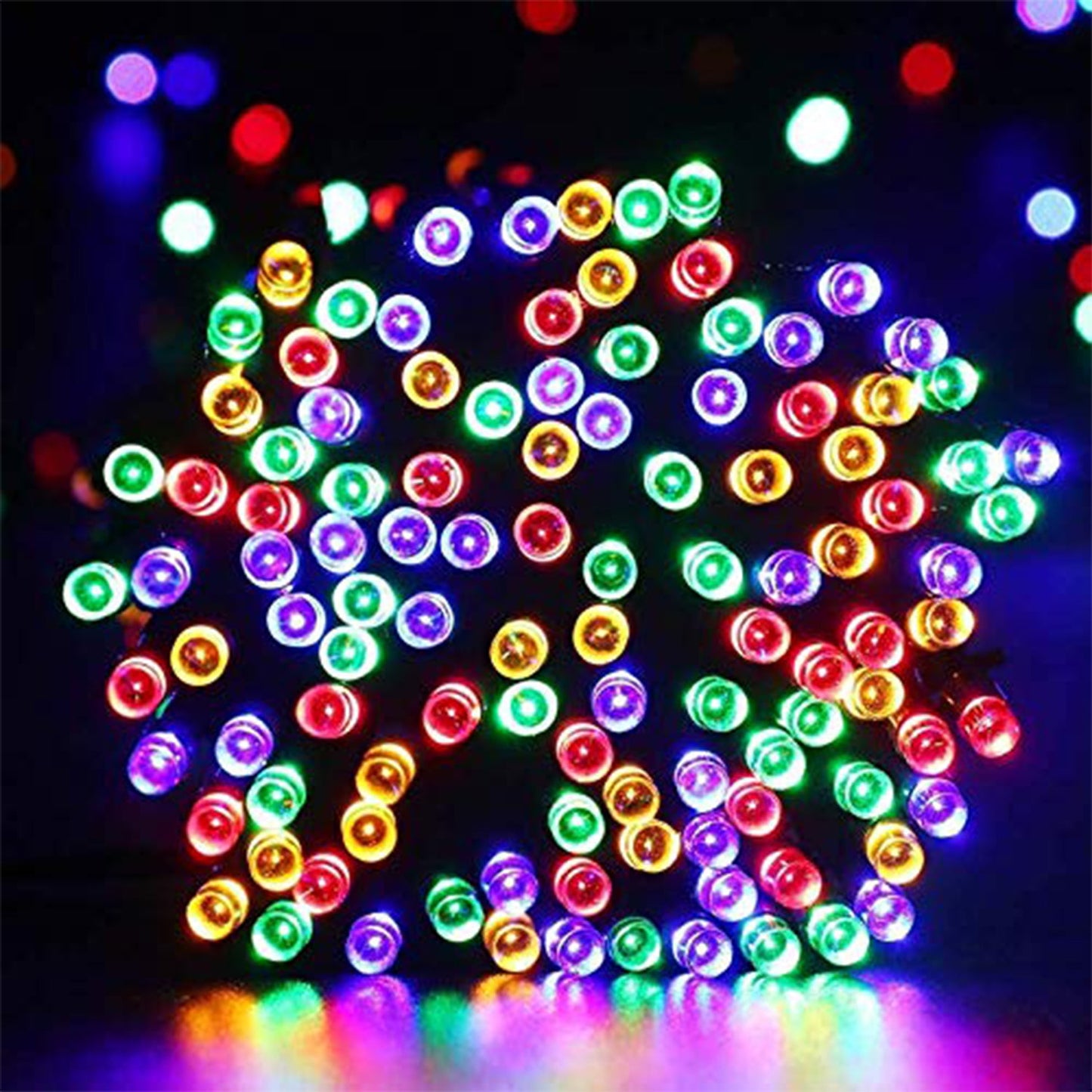 Colorful LED lights for celebrations.