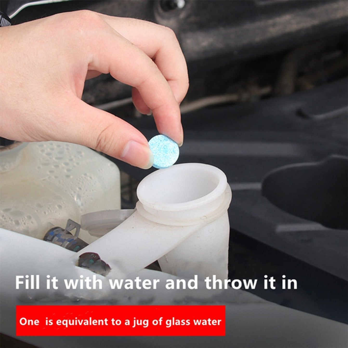Car wiper detergent tablets in packaging