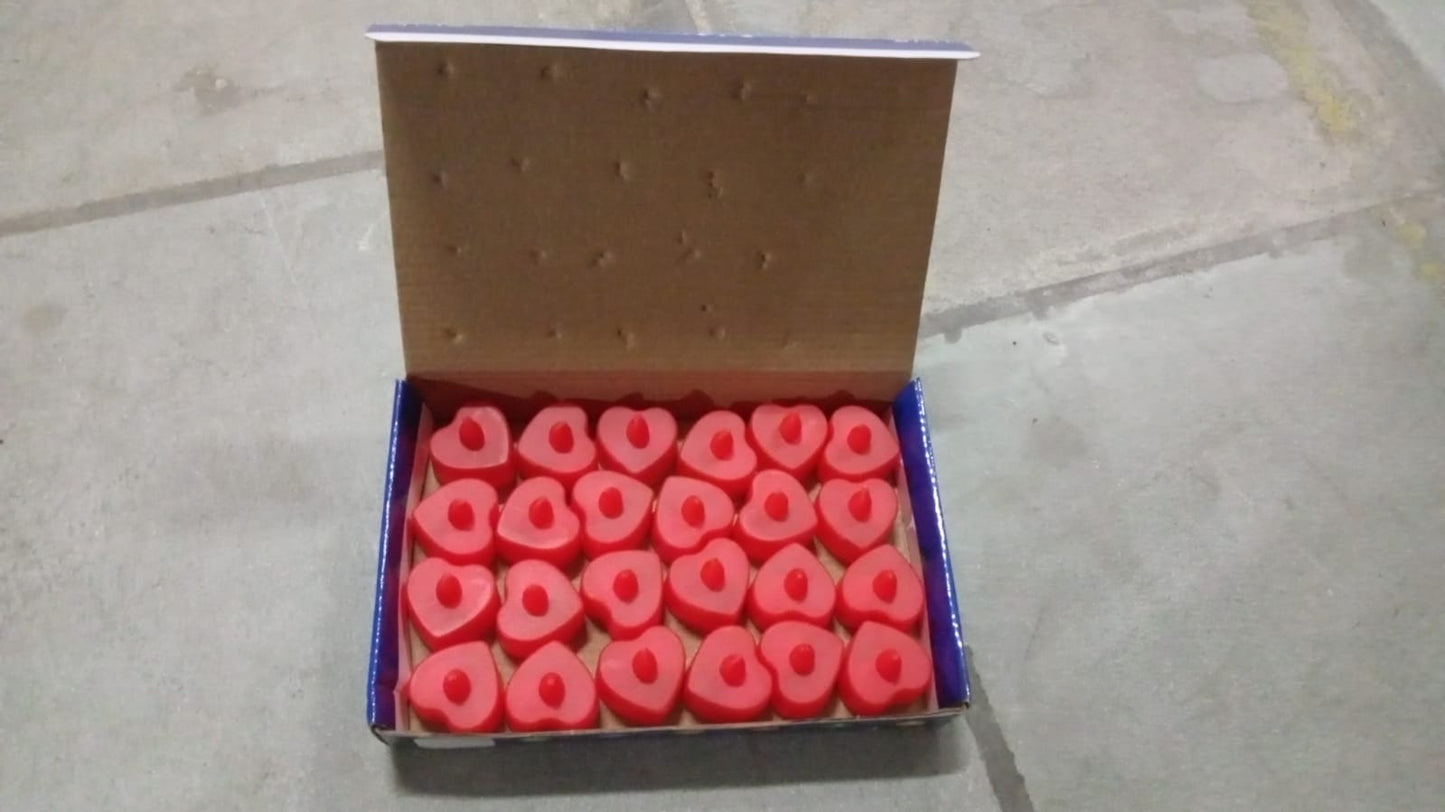 Set of colorful LED heart-shaped tea light candles