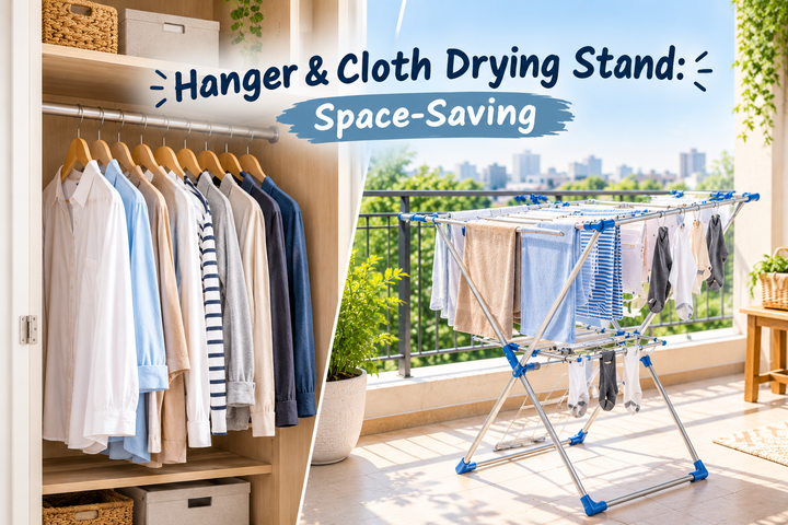 Hanger & Cloth Drying Stand: Space-Saving