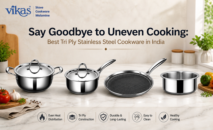 Say goodbye to uneven cooking with tri ply stainless steel cookware