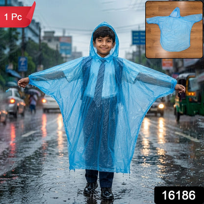 Disposable Rain Coat Hooded Full Sleeve Poncho for Bike Riders (1 Pc)