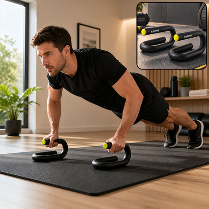 Push up exercise stands in use