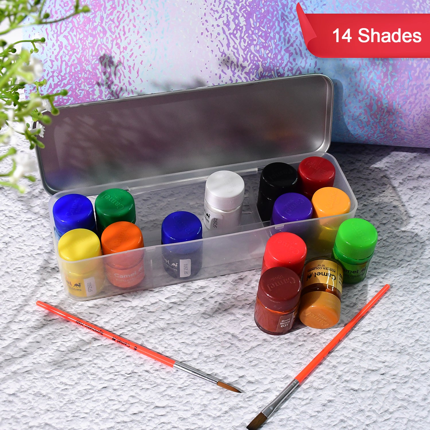 Camel Poster Colours – 14 Shades Student Set in Metal Box (10 ml Each)
