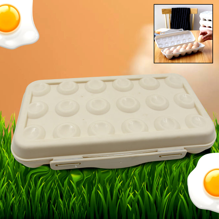 18 Grid Egg Holder Storage, Shock-Proof Egg Container with Buckle, Egg Carrier, Egg Tray, Egg Shelter, Effective Full Seal, Egg House use for Fridge, Camping, Kitchen
