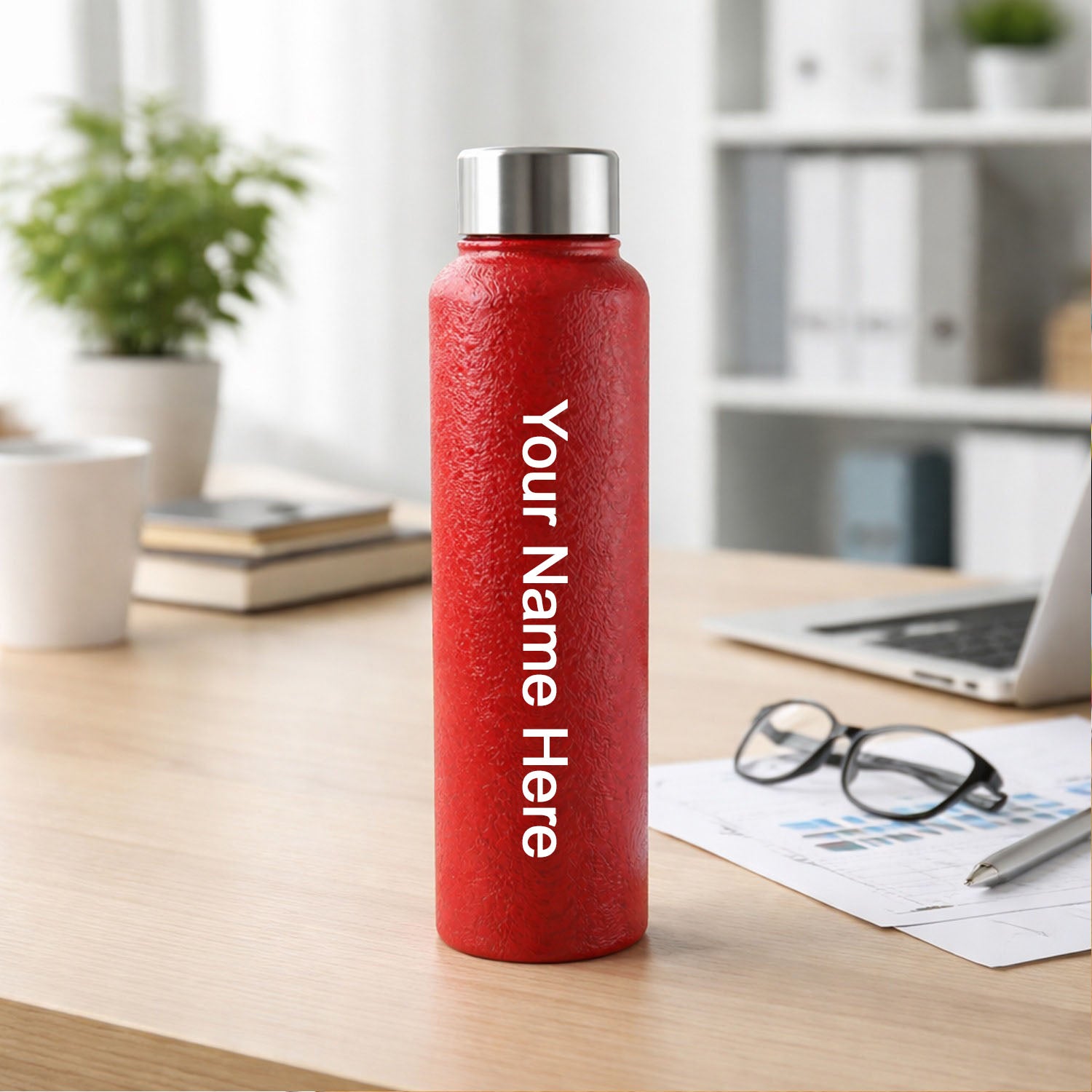Custom 1000 ML Stainless Steel Water Bottle Red Color (1 Pc)