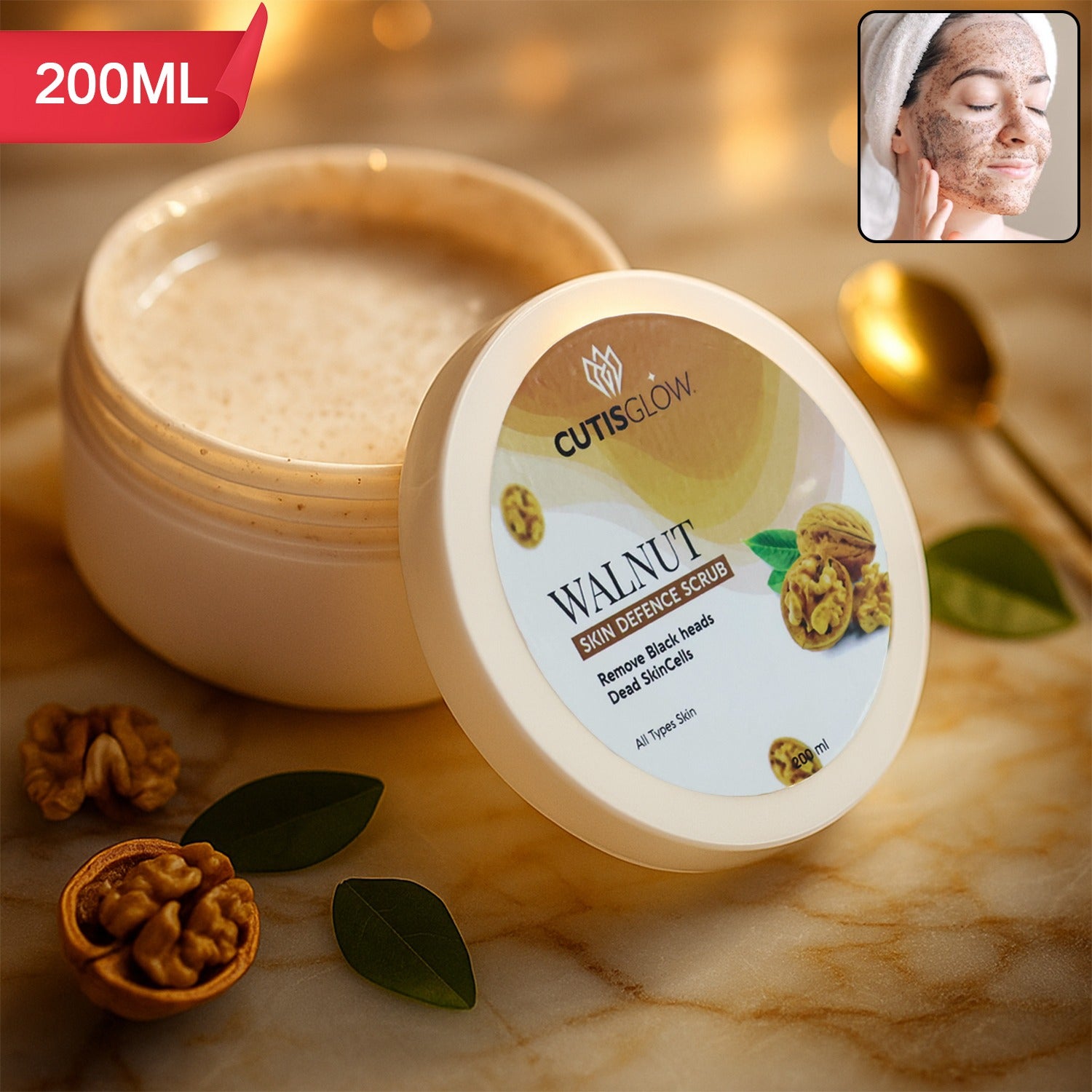 Eyelet Walnut Skin Defence Scrub – Exfoliating Face & Body Scrub for Blackhead Removal, Dead Skin Cell Cleansing & Smooth Radiant Skin (200ml)