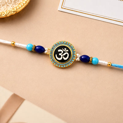 Om Symbol Rakhi – Elegant Beaded Design for Raksha Bandhan
