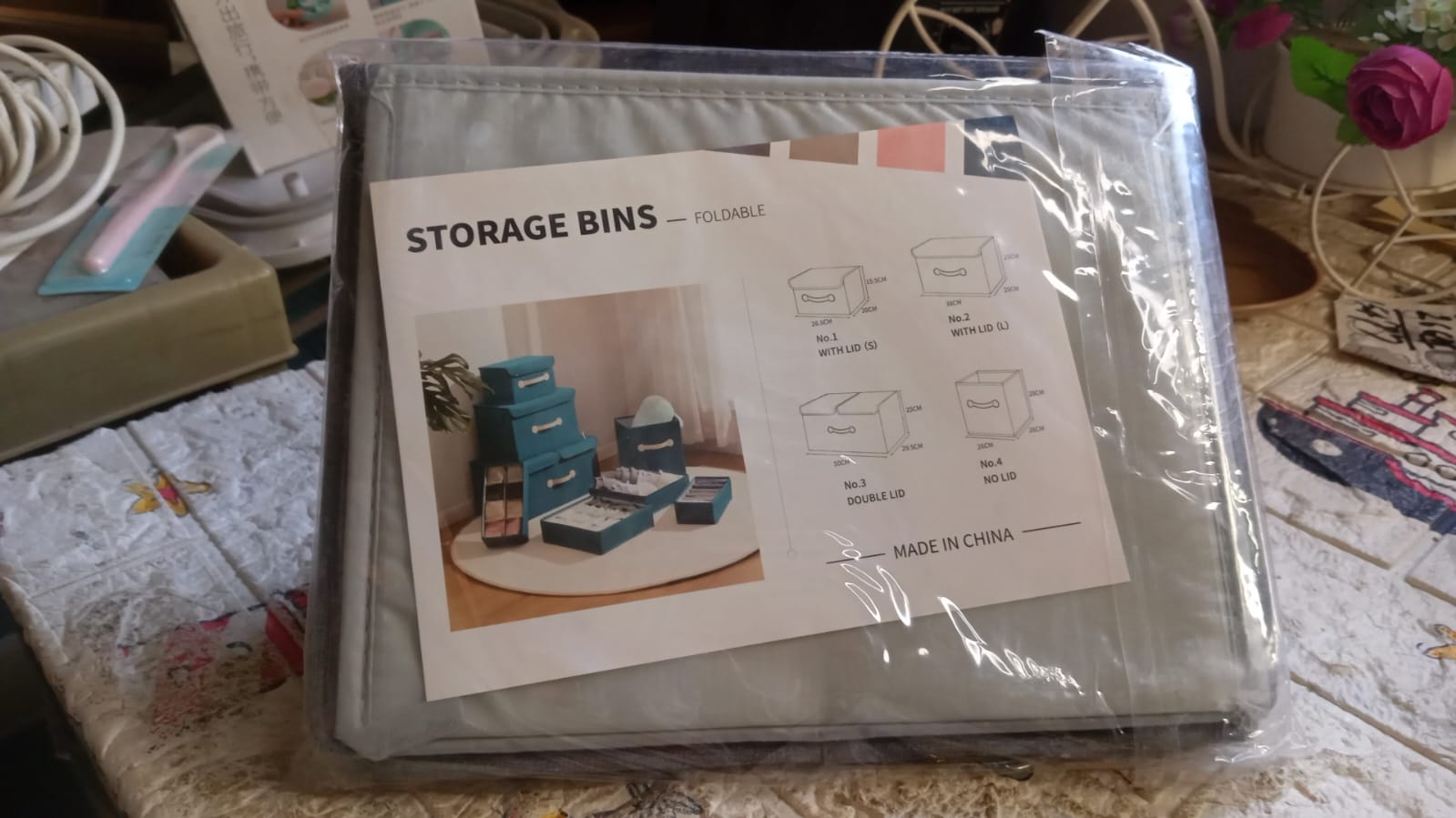 Small Foldable Storage Box With Lid And Handles(28×20×16 Cm / 1 pc)