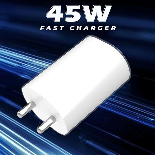 UNITEQ 45W Fast Type-C Charger Adapter for Mobile & Laptop PD GaN Compact (White)