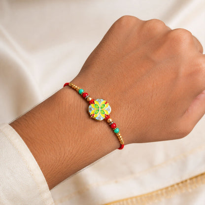 Meenakari Rakhi for Brother Floral Stone Studded Design (10pcs)