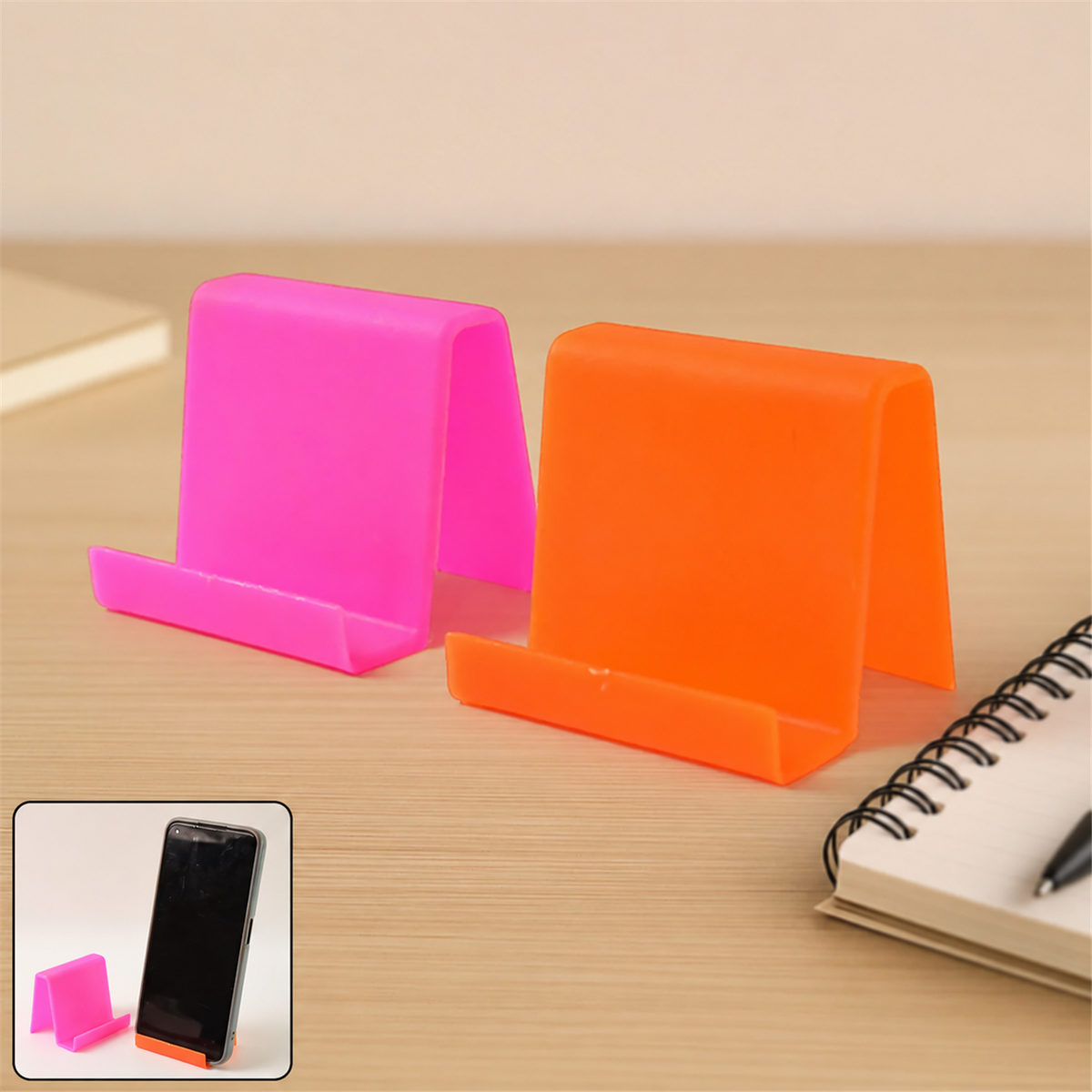 Mobile Phone Stand – Durable Plastic with Angled Support (2 Pc, Mixed Colors)