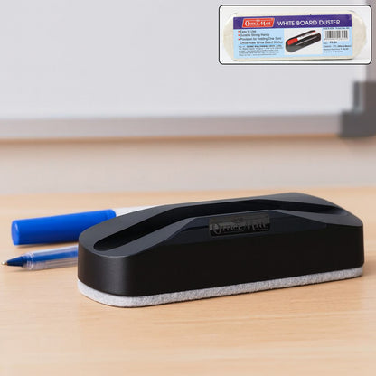 OfficeMate White Board Duster (Without Markers) – Durable Plastic Body, Soft Felt Surface, Easy Grip for Smooth Cleaning