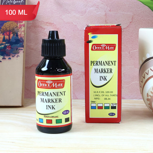 OfficeMate Permanent Marker Ink 100ml – Black, Long-Lasting Refill Ink for Permanent Markers