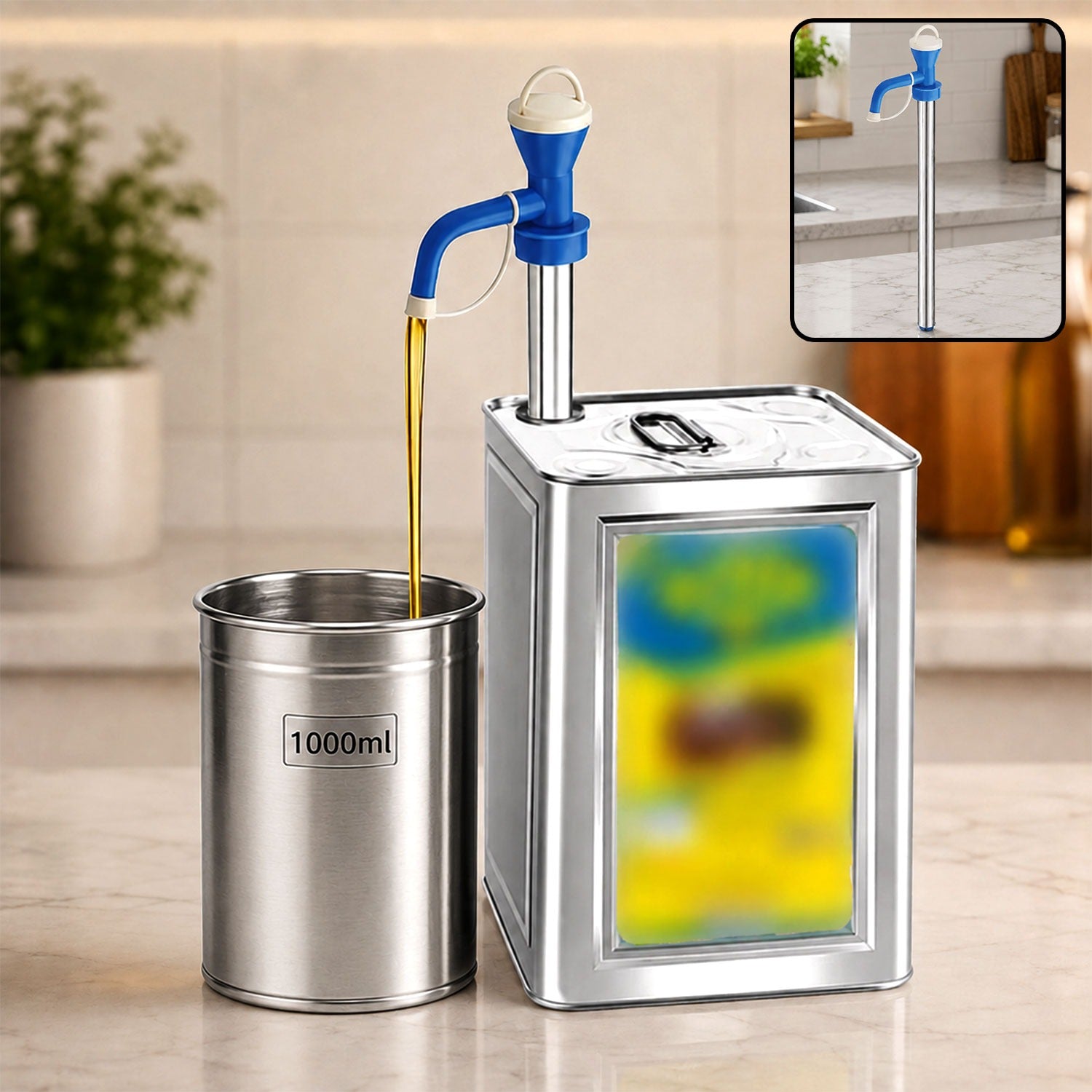 Stainless Steel Oil Dispenser – Manual Hand Pump | DeoDap
